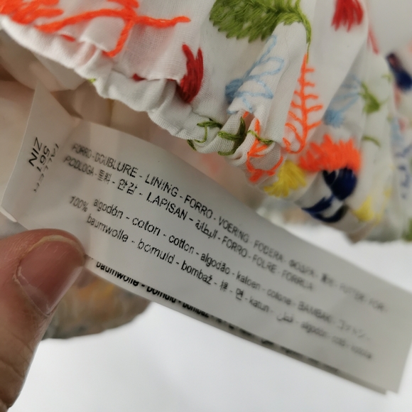 Ladies Top Size S 8 10 ZARA White Embroidered Cropped Poplin Blouse - Picture 6 of 6